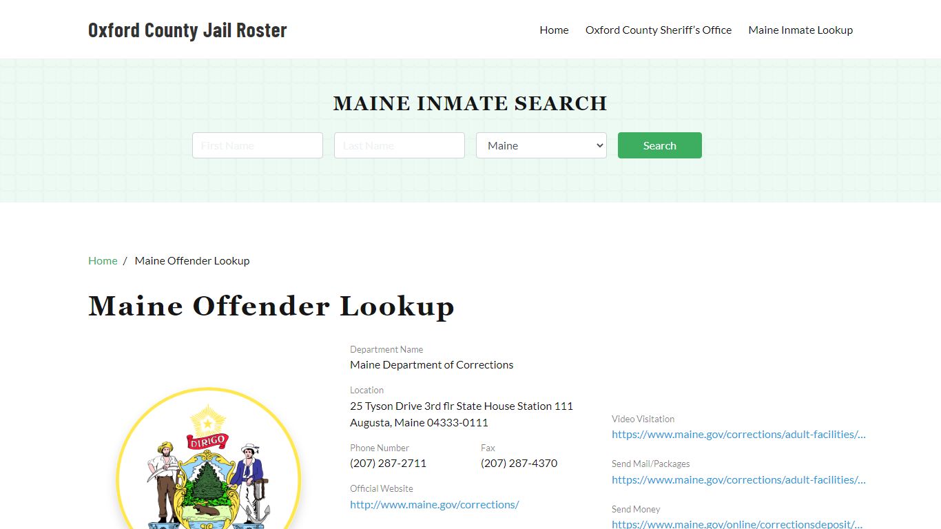 Maine Inmate Search, Jail Rosters - Oxford County Jail