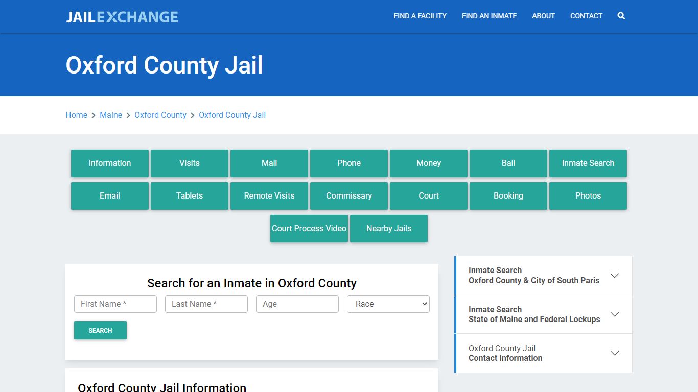 Oxford County Jail Roster Lookup, ME, Inmate Search - Jail Exchange